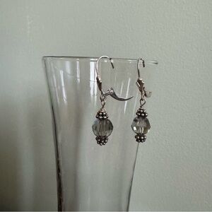 Vtg Earrings AB Crystals 925 silver dangling  earrings